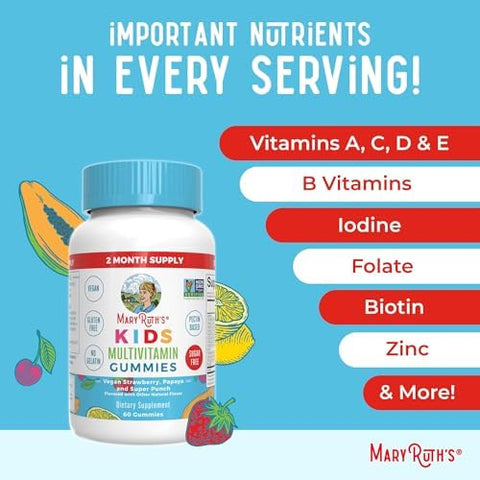 MARYRUTH'S Organics Multivitamin and Probiotic Gummies (Strawberry) for Kids Clean Label Project Verified Vitamins for Gut Health Immunity and Overall Wellness Vegan NonGMO Gluten Free