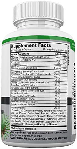Prostate Complete Herbal Health Support Supplements For Men, Saw Palmetto Stinging Nettle Pygeum Beta-Sitosterol Reishi Shiitake, 90 Count Capsule