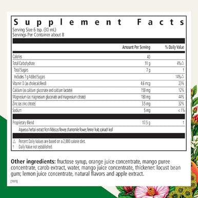 Floradix Calcium Magnesium Liquid Herbal & Mineral Supplement Bone Support Supplement With Calcium Magnesium Vitamin D & Zinc Vegetarian Nongmo 16.9 Fl Oz