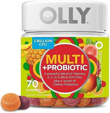Olly Multi + Probiotic Adult Multivitamin Gummy 1 Billion Cfus Digestive And Immune Support Chewable Supplement Tropical Twist 35 Day Supply 70 Count