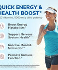 Vitalibre Vitamin B12 Sublingual 5000 mcg Methylcobalamin Bioactive Form High Absorption Vegan Nerve Energy Immune Mood Support Natural Peach Flavor Fast Dissolve Mini Tablets No Sugar