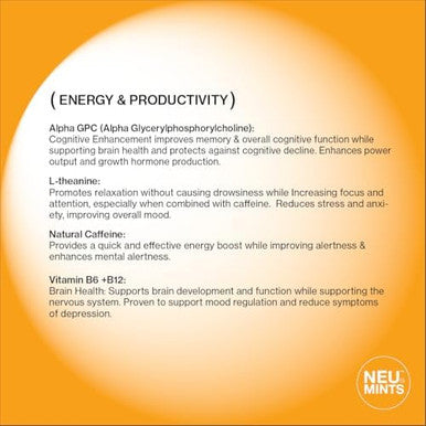 Nootropic Energy & Focus Mints ÃƒÂ¢Ã¢â€šÂ¬Ã¢â‚¬Å“ 60 Pieces- Alpha Gpc, Caffeine, L-Theanine, Vitamin B6 ÃƒÂ¢Ã¢â€šÂ¬Ã¢â‚¬Å“ Boosts Energy & Enhances Focus ÃƒÂ¢Ã¢â€šÂ¬Ã¢â‚¬Å“ Made In Canada