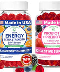 Lunakai Usa Made Energy B12 & Probiotic Prebiotic Gummies Bundle Daily Wellness & Digestive Balance Support 60 Non-Gmo Gummies Each