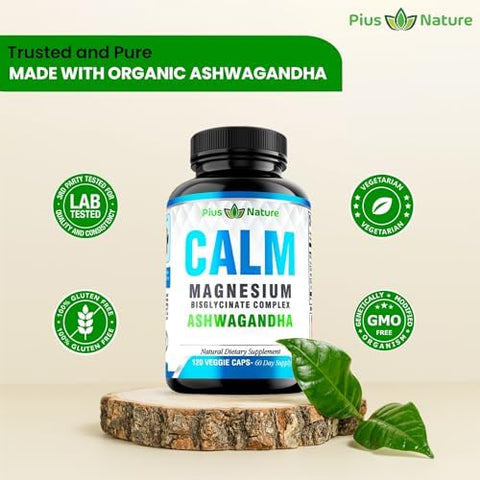 Pius Nature Calm Magnesium Glycinate With Ashwagandha Root Extract