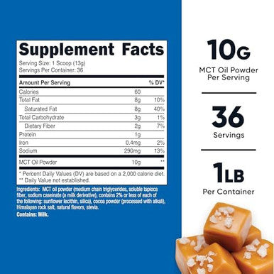 Nutricost Premium Mct Oil Powder (1 Lb) (Salted Carmel) Best For Keto Ketosis And Ketogenic Diets Nongmo And Gluten Medium Chain Triglyceride