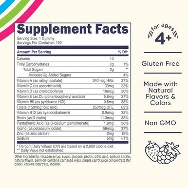 Nutricost Kids Multivitamin Gummies 120 Servings (Mixed Berry Flavored Gummies) Gluten Nongmo And Vegetarian Friendly