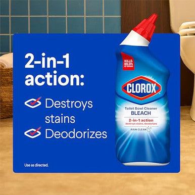 Clorox Toilet Bowl Cleaner Bleach Rain Clean 24 Fluid Ounces Pack Of 2 (Package May Vary)