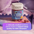 Olly Kids Melatonin Sleep Gummy Supplement Supports Sleep Quality Magnesium LTheanine Lemon Balm Cloudberry Peach Flavored 25 Day Supply 50 Count