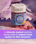 Olly Kids Melatonin Free Sleep Gummy Supplement Supports Sleep Quality Magnesium L-Theanine Lemon Balm Cloudberry Peach Flavored 25 Day Supply 50 Count