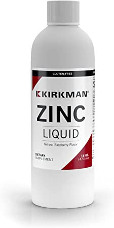 Kirkman Zinc Liquid - Formulation 16 oz Flavored with Natural Raspberry of Common Allergens