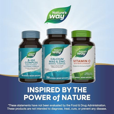 Nature'S Way Calcium-Magnesium-Zinc - Bone Health & Muscle Function - With Calcium Carbonate, Citrate & Malate - Gluten & Dairy - 250 Capsules