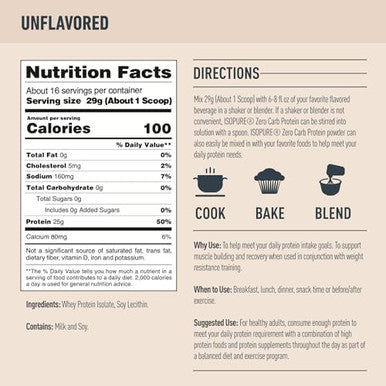 Bundle Of Isopure Unflavored Whey Protein Isolate 25G Protein Zero Carb 16 Servings 1 Pound (Packaging May Vary) + Collagen Peptides Powder 14 Servings Unflavored With Vitamin C With Biotin