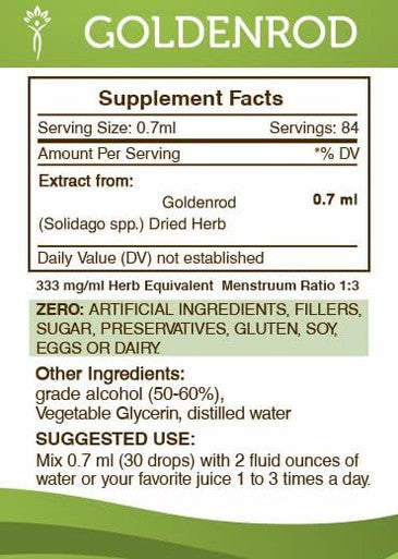 Secrets of the Tribe Goldenrod Tincture Alcohol Extract, High-Potency Herbal Drops, Tincture Made from Goldenrod (Solidago spp.) Dried Herb 2 oz