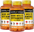Mason Natural Daily Mini Multi Vitamins With Iron Vitamins A C D E B1 B2 B3 B6 B12 Folate & Calcium 100 Day Supply Per Bottle (3Pack)