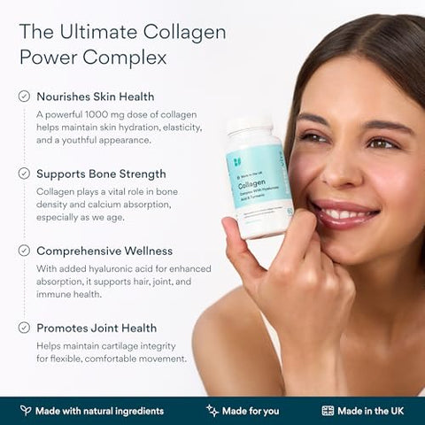 Bettervits Collagen Peptides Complex With Hyaluronic Acid & Turmeric Hydrolyzed Marine Collagen Supplements For Women & Men Collagen With Vitamin C For Skin Hair Nails & Joints 60 Capsules