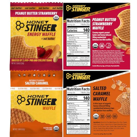 Honey Stinger Energy Waffle Variety Pack, 16 Count ÃƒÂ¢Ã¢â€šÂ¬Ã¢â‚¬Å“ Cookies & Cream, Honey, Vanilla, Salted Caramel, Cinnamon, Peanut Butter, Peanut Butter Strawberry & Peanut Butter Chocolate ÃƒÂ¢Ã¢â€šÂ¬Ã¢â‚¬Å“ On-the-Go Energy Snacks