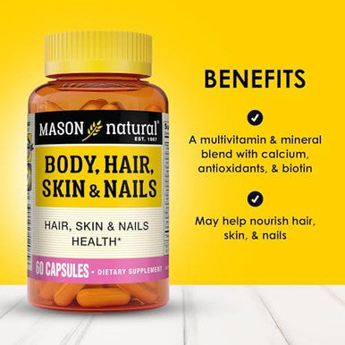 Mason Natural Body Hair Skin & Nails With Vitamins A C E & Biotin Supports Healthy Hair Skin & Nails 60 Capsules