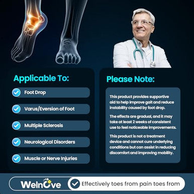 Welnove Afo Foot Drop Brace Adjustable Lightweight Ankle Support Keeps Foot At 90 Dorsiflexion Relieves Drop Foot Achilles Tendonitis Ankle Sprain