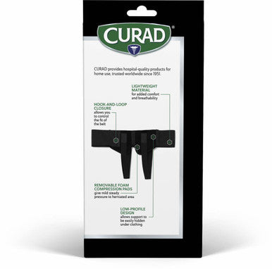 Curad Hernia Belt with Removable Compression Pads Hook-and-Loop Closure Elastic Black Size Small 1 Each