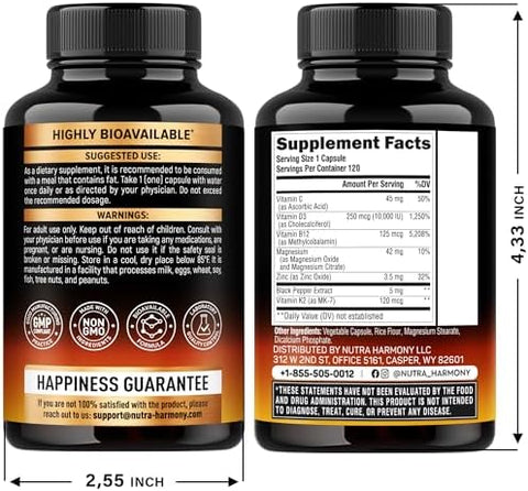 Nutraharmony Vitamin D3 K2 and Collagen Peptides Capsules