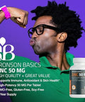 Bronson Zinc 50 Mg High Potency One Year Supply Supports Immune, Antioxidant & Skin Health - Non-Gmo, 360 Vegetarian Tablets