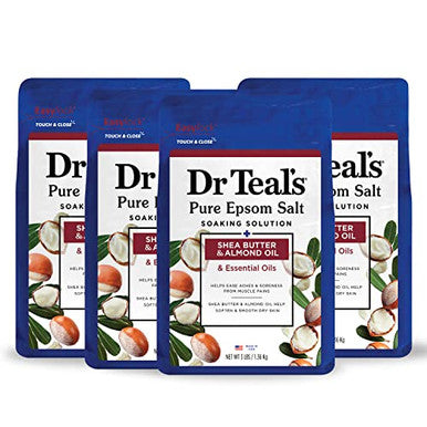 Dr Teal'S Epsom Magnesium Salt SoakShea Butter & Almond3 Lbs (Pack Of 4)