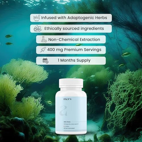 mars by GHC Mars Surge Natural Sea Moss Caps (60N) Packed with 84 Minerals Powered with Black Seed Oil Overall Well Being Pack of 1
