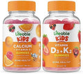 Lifeable Calcium With Vitamin D Kids + Vitamin D3 + Vitamin K2 Kids Gummies Bundle Great Tasting Vitamin Supplement Gluten Gmo Chewable Gummy