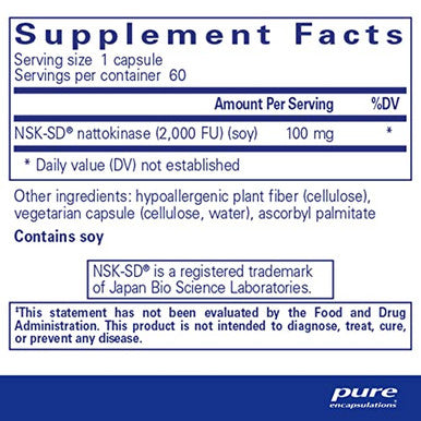 Pure Encapsulations NSKSD Nattokinase 100 mg 60 caps
