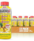 SueroX Sugar Free Electrolyte Drink, Pineapple Paradise, 21.3 Fl Oz,12 Pack | Sports Drink with 8 Ions, Zero Sugar, Zero Calories, Hydration & Recovery