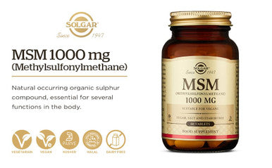 Solgar Msm 1000 Mg - 120 Tablets - Supports Joints & Connective Tissue - Non-Gmo Vegan Gluten Free Dairy Free Kosher Halal - 120 Servings