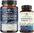 Nobi Nutrition Magnesium Glycinate 400Mg (120Ct) & Magnesium Citrate 500 Mg (60Ct) High Absorption Calm Relaxation Digestion & Muscle Support Nongmo Vitamin And Mineral Bundle