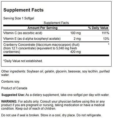 Swanson Super Strength Cranberry Whole Fruit Concentrate 420 Milligrams 60 Sgels (2 Pack)
