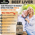 Wholesome Wellness Grass Fed Desiccated Beef Liver Capsules (180 Pills, 750Mg Each) - Natural Iron, Vitamin A, B12 For Energy - Raised Undefatted In Zealand Without Hormones Or Chemicals
