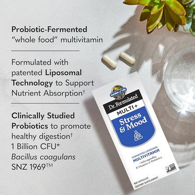 Garden Of Life Dr. Formulated Multi Stress & Mood Capsule With Ashwagandha B Vitamins & Probiotics Daily Multivitamin For Occasional Stress Relief Immune Support Gluten-Free 60 Capsules