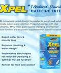 Mhp Xpel Maximum Strength Diuretic Water Pills For Water Retention Relief Caffeine With Vitamin B6 Potassium Dandelion Root 80 Capsules