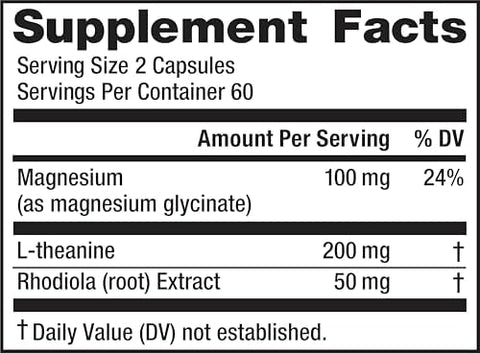 Natural Vitality Calm Mood and Stress Relief Capsules Magnesium Glycinate Supplement 120 Caps