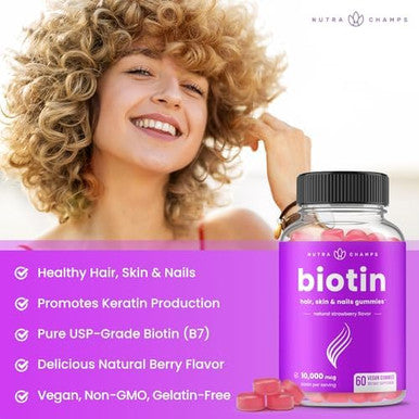 Nutrachamps Biotin Gummies (2 Pack) And Vitamin C Capsules (2 Pack) 4 Pack Bundle