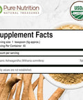 Pure Nutrition Organic Ashwagandha Powder 8 Oz (227 Grams) Usda Organic No Fillers No Additives 100 Pure And Natural Non Gmo Gluten Free