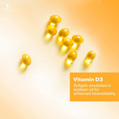 Vitamin D3 High Potency 5000 IU - 125 mcg Immune Support - Bone & Muscle Function Support - Gluten Free Daily Vitamin D Supplements - 60 Mini softgels