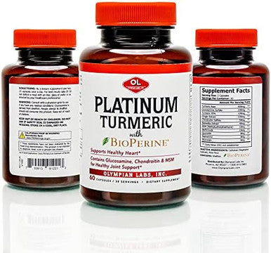 Olympian Labs Platinum Turmeric Formulated With Glucosamine Chrondroitin Msm & Bioperine For Maximum Joint Health 60 Capsules