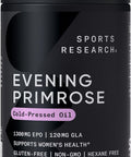 Sports Research Evening Primrose Supplement From Cold Pressed Oil - Softgels For Women S Health & Skin Health - Gluten Free & Non-Gmo Gla - High Potency 1300Mg 120 Count