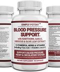 Simply Potent Blood Pressure Support Supplements Healthy Heart Cholesterol Cardio Hypertension High Bp 13 Vitamins & Herbs Folic Acid Vitamins C B6 & B12 Hawthorn Olive Leaf Garlic Hibiscus 90 Capsule