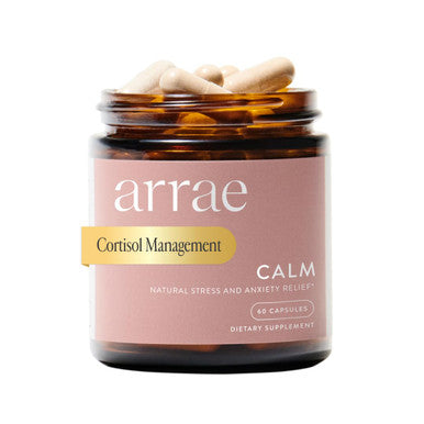 Arrae Calm Cortisol Manager - 60 Stress & Panic Relief Capsules - Mood Support Supplement w/L-Theanine Inositol Passionflower & Magnesium to Help You Feel Zen