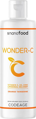 Codeage Liquid Vitamin C 1000mg Vitamins D3 E & Zinc Rose HIPS Quercetin Echinacea Vegan Liposomal Vitamin C Supplement Non-GMO - 15.22 fl oz