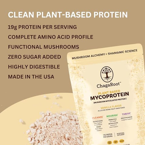 Lakanto Classic Monk Fruit Sweetener with Erythritol 1 lb and ChagaRoot MycoProtein Mushroom Protein Powder Vanilla 1.76 lb