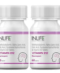 Inlife Vitamin B12 (Methylcobalamin) 1500Mcg Supplement With Ala (Alpha Lipoic Acid) Folic Acid Vitamin D3 Nervous System & Brain Supplement For Memory Focus And Energy 60 Count (Pack Of 2)