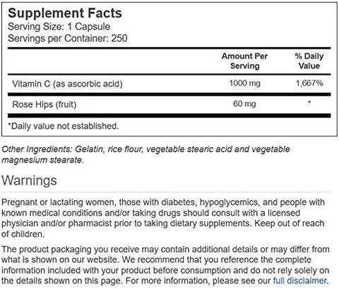Vitacost Vitamin C with Rose Hips 1000 mg 250 Capsules