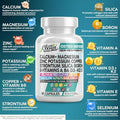 Calcium Magnesium Zinc Supplement With Potassium, Copper, Strontium, Silica, Vitamin D3 K2, Boron, Vitamin B1 B12 Red Clover Herb Alfalfa Basil Pills For Men And Women Clean Nutra Osteo Defend
