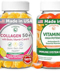 Lunakai Usa Made Collagen & Vitamin C Gummies Bundle For Adults 50 Supports Skin Hair Joint Health & Immune Function Non-Gmo Vegan Delicious Lemon & Orange Flavors 60Ct Each